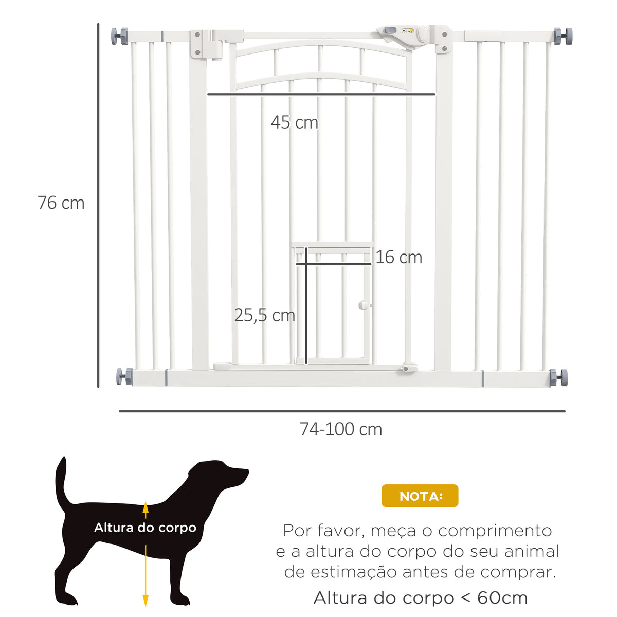 Barreira de Segurança Extensível 74-100 cm para Portas e Escadas Porta de Segurança para Animais com Montagem a Pressão e Duplo Bloqueio Branco — foto 3