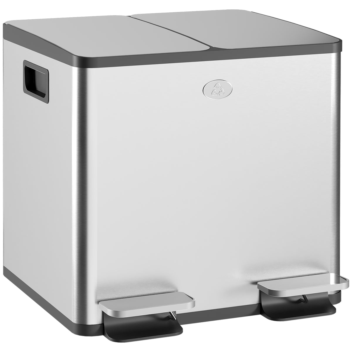 Balde de Lixo de Cozinha com 2 Compartimentos 2x15L Cubo de Lixo de Aço Inoxidável com Pedal Tampa de Fechamento Suave e Cubo Amovível para Escritório Cozinha Prata — foto 1
