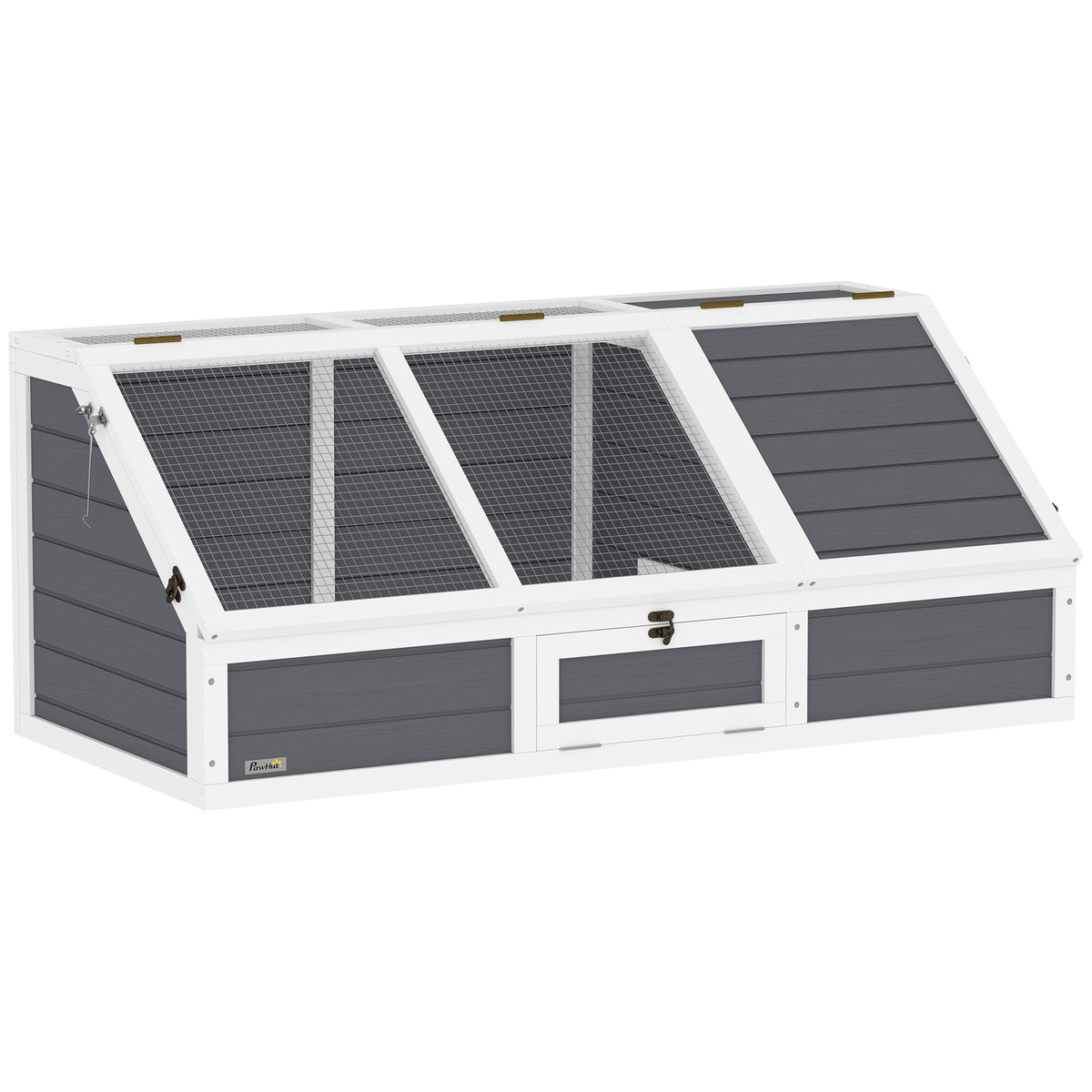 Casa para Tartarugas em Madeira Terrário para Répteis sem Base com Tampas Articuladas Porta Frontal com Pestilhas de Segurança 120x55x50 cm Cinza Claro — foto 1
