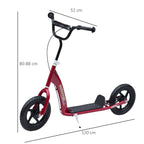 Trotinete com 2 Rodas de 12 Polegadas Trotinete para Crianças com Guiador Ajustável Freio e Cavalete Carga Máxima 100kg 120x52x80-88cm Vermelho — foto 3
