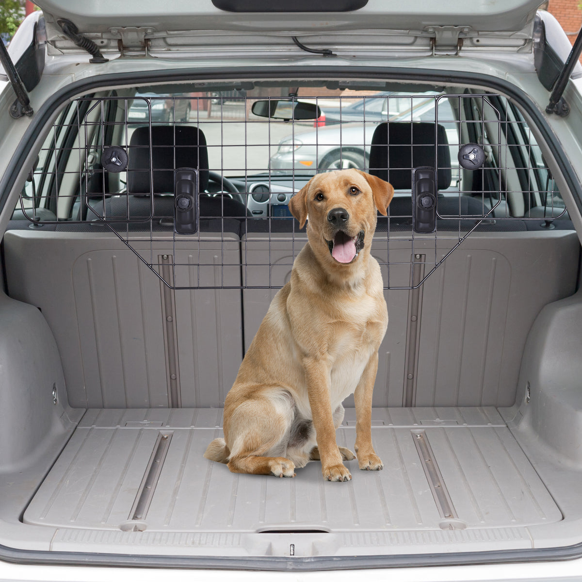 Grade de Segurança de Carro para Cães Universal Grade de Segurança para Cães com Largura Ajustável 89-122x41cm Preto — foto 2