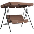 Baloiço de Jardim de 3 Lugares com Almofada Toldo Ajustável e Estrutura de Aço para Balcão Terraço Patio Carga Máx. 200 kg 172x110x153 cm Marróm — foto 1