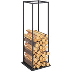 Suporte para Lenha Metálico para Interior e Exterior com Base Elevada Capacidade de 100 kg 33x33x110 cm Preto — foto 1