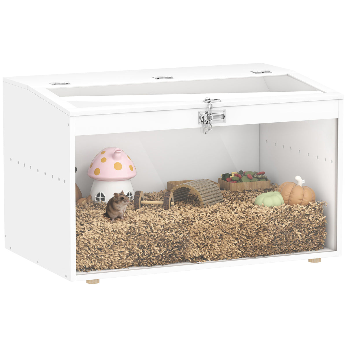 Gaiola para Hamster Casa para Animais Pequenos com Tampa Abatível e Janela de Acrílico Transparente para Hamsters Anões e Gerbos Pequenos 80x50x50 cm Branco — foto 1