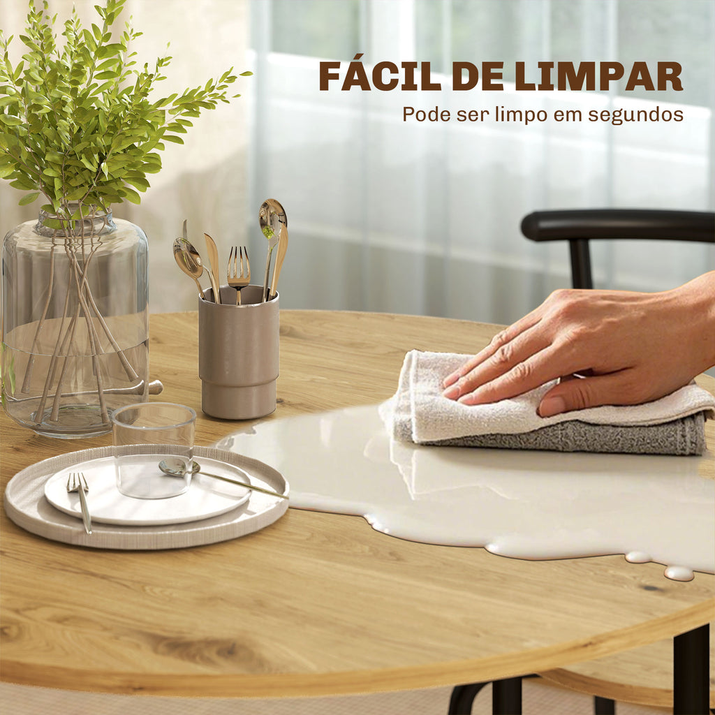 Conjunto de Mesa e Cadeiras de Jantar Compacto, Mesa Redonda com 4 Cadeiras, Estilo Industrial, Estrutura Metálica, Ideal para Espaços Pequenos, Sala de Jantar, Mesa Ø85x76 cm, Natural — foto 7