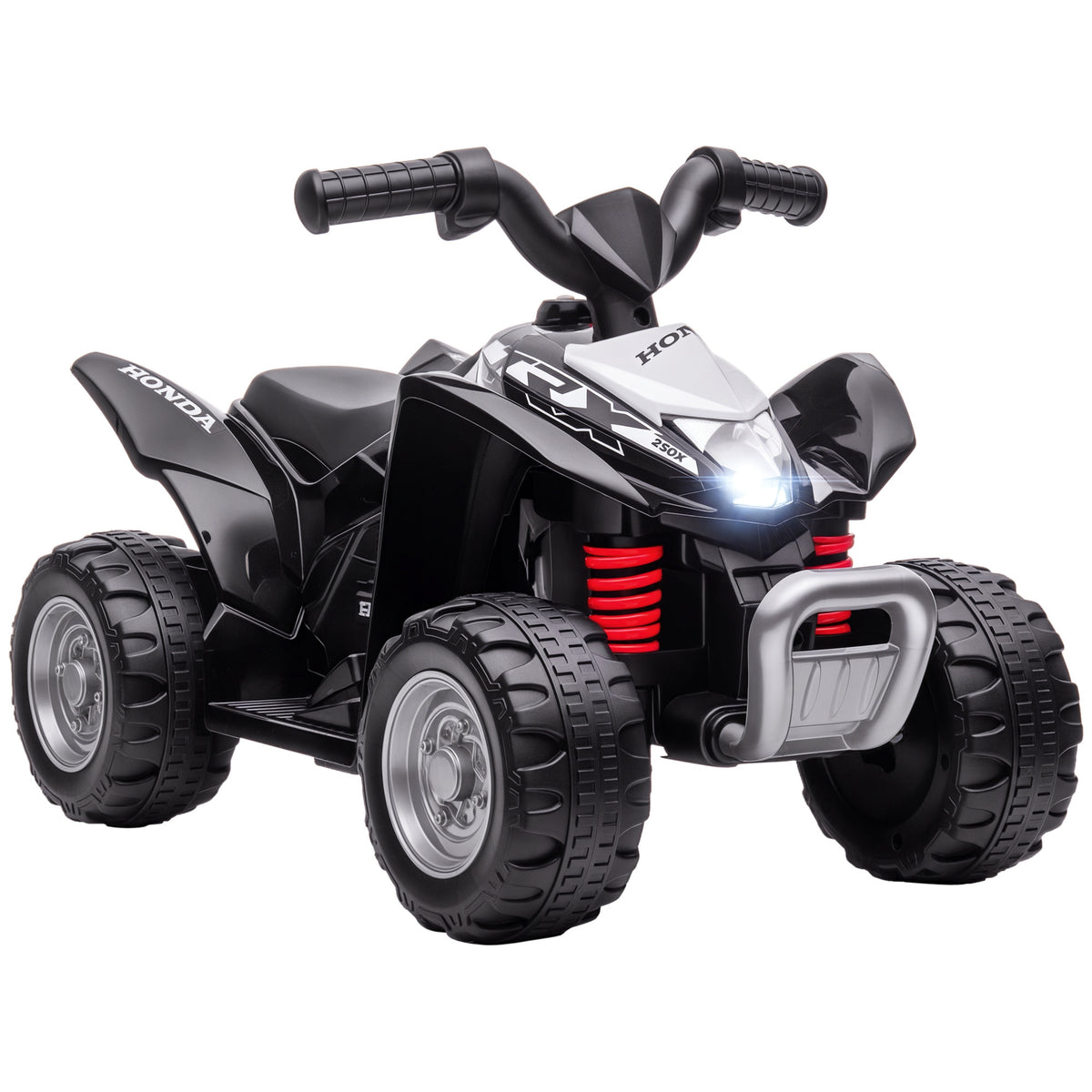 Quadriciclo Elétrico HONDA para Crianças de 18-36 Meses Quadriciclo Elétrico Infantil a Bateria 6V com Faróis LED Buzina Velocidade de 2,8km/h e Avance 65,5x35,5x43,5 cm Branco e Preto — foto 1