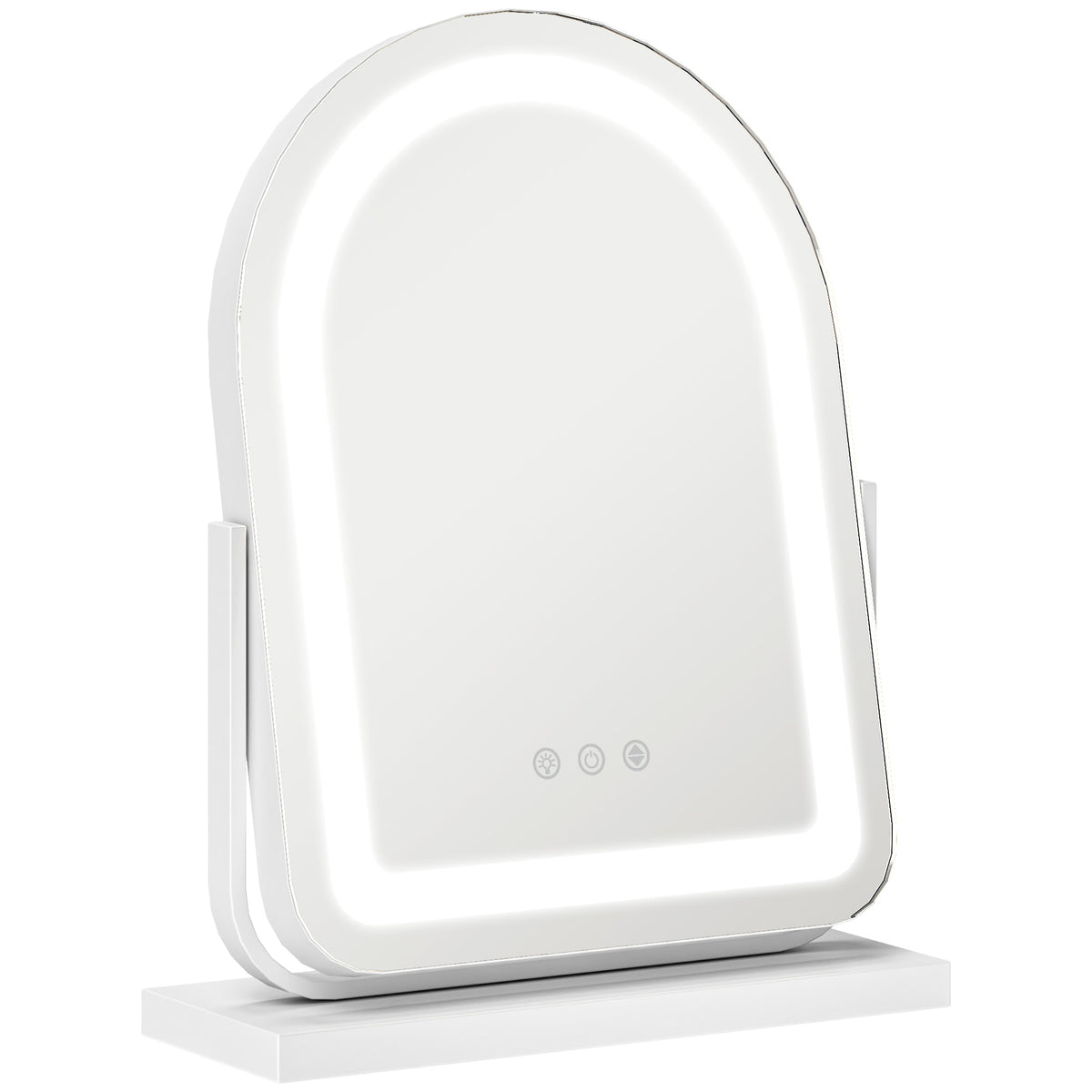 Espelho de Maquilhagem com Luz LED Espelho de Tocador Giratório com 3 Modos de Iluminação Ajustáveis Interruptor Tátil Rotação Regulável de 360° e Função de Memória 33x44,5x12 cm Branco — foto 1