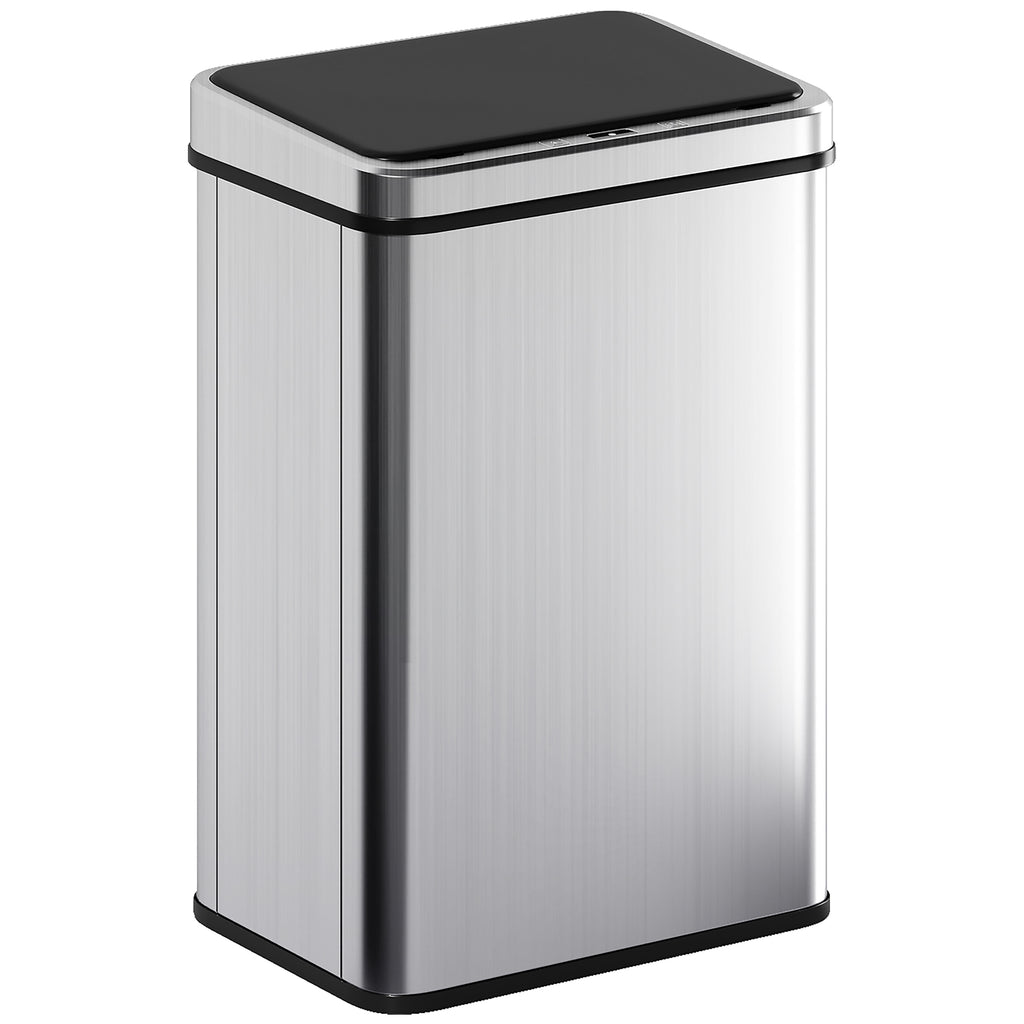 Lixeira com Sensor 40 L Aço InoxidávelLixeira Automática com Tampa de Fecho Suave Sensor de Movimento 35,5x26x55 cm Prata — foto 1