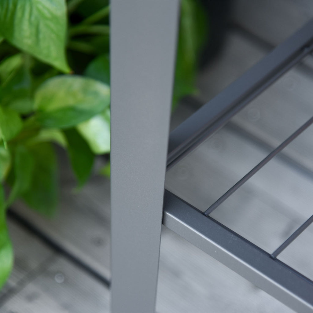 Floreira de Metal Elevada Floreira com Rodas Alça Lateral e Prateleira Inferior para Cultivo de Plantas Hortaliças Flores 104x39x80cm Cinza — foto 8