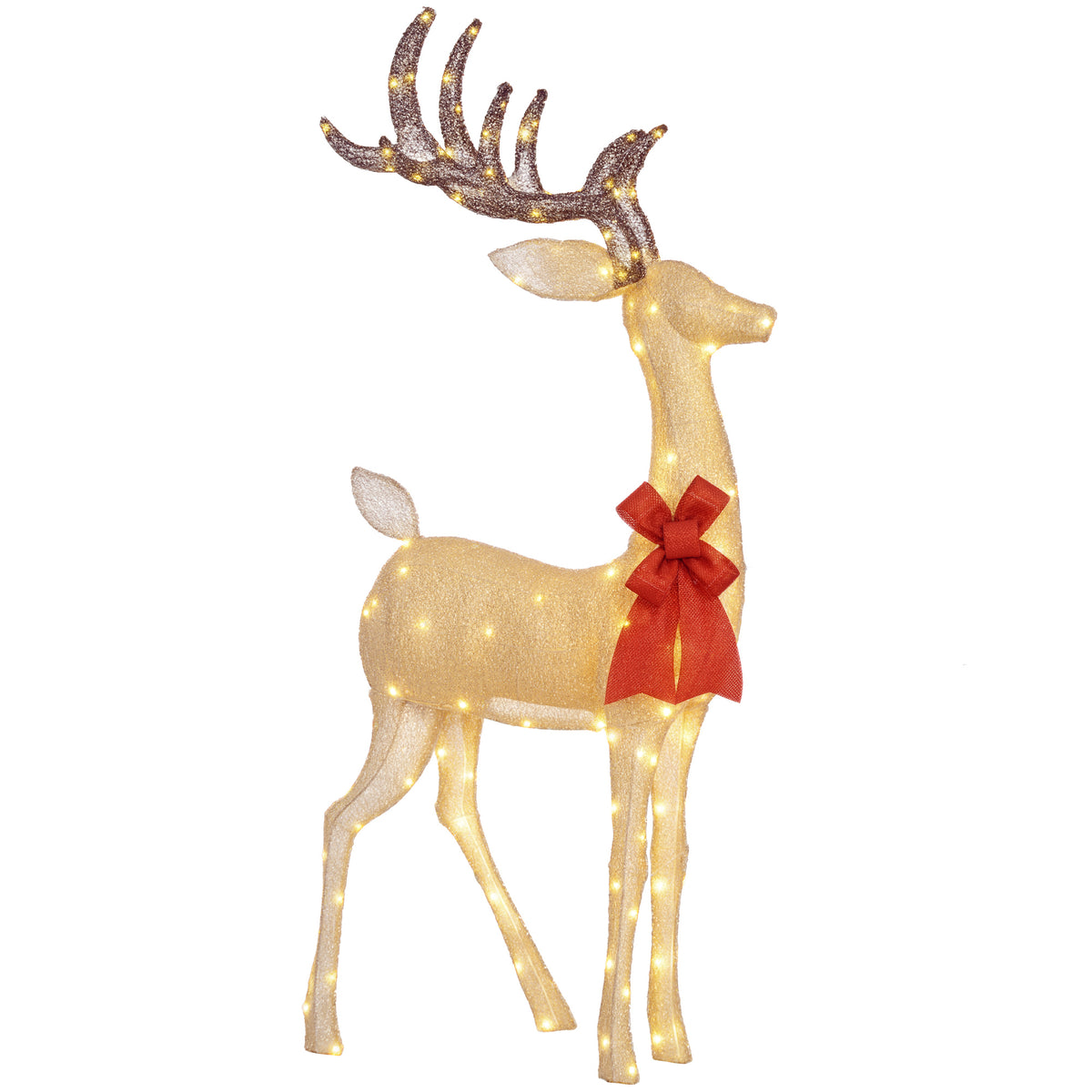 Reno Luminoso de Natal Decoração de Natal com 137 LEDs Branco Quente Iluminação Natalícia para Interior Exterior e Jardim 66x25x135 cm Dourado — foto 1