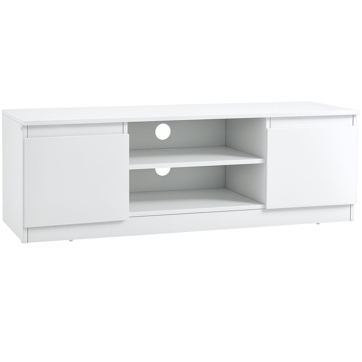 Móvel de TV Moderno Mesa de TV de Sala com 2 Portas 2 Prateleiras Abertas Móvel para Televisores de 55 Polegadas 120x39,5x40 cm Branco — foto 1
