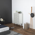 Cómoda de Quarto Moderna Cómoda de Madeira com 4 Gavetas e Pés Metálicos Cómoda de Gavetas para Sala Escritório 60x40x100 cm Branco — foto 2