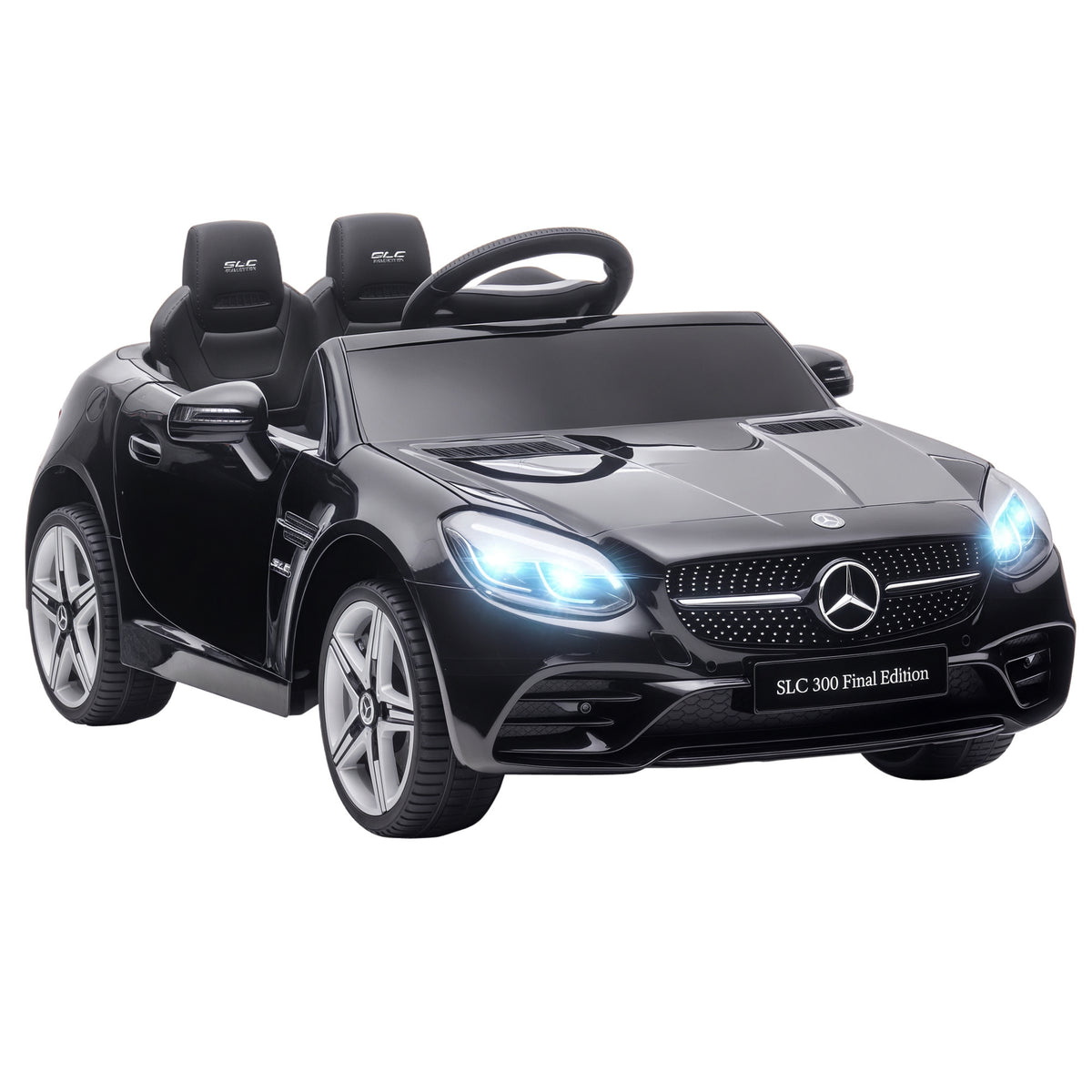 Carro Elétrico Mercedes SLC 300 12V para Crianças de 3-6 Anos com Controlo Remoto Faróis LED Buzina Música TF USB e Abertura da Porta 3-5km/h 107x62,5x44 cm Preto — foto 1