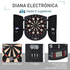 Alvo Eletrónico Digital com 6 Dardos até 8 Jogadores Marcador Portas Laterais Tela LCD 46.5x4.4x50.5 cm Preto — foto 6