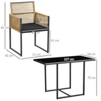 Conjunto de Mesa e Cadeiras de Jardim Conjunto de 3 Peças com 2 Cadeiras com Encosto Dobrável e Almofadas e Mesa de Vidro para Terraço Pátio Natural e Preto — foto 3