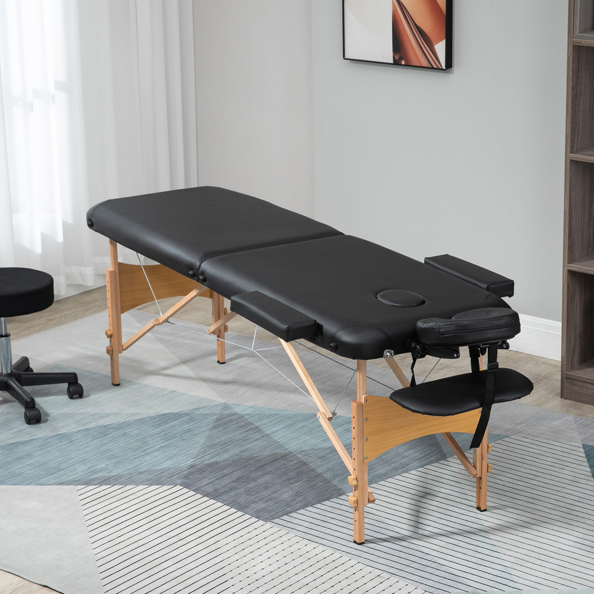 Marquesa de Massagem Dobrável Marquesa com Altura Ajustável 61-88 cm Desenho Ergonómico para Utilização Profissional Fácil de Transportar 185x60 cm Preto — foto 2