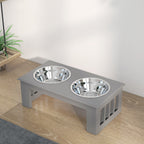 Comedouro Elevado para Cães com Suporte e 2 Tigelas Amovíveis de Aço Inoxidável Alimentador para Animais de Estimação 44x24x15 cm Cinza — foto 8