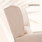 Poltrona de Massagem Poltrona Relax Reclinável com Controlo Remoto 2 Áreas de Massagem Bolso Lateral 78x83x101 cm Bege — foto 7