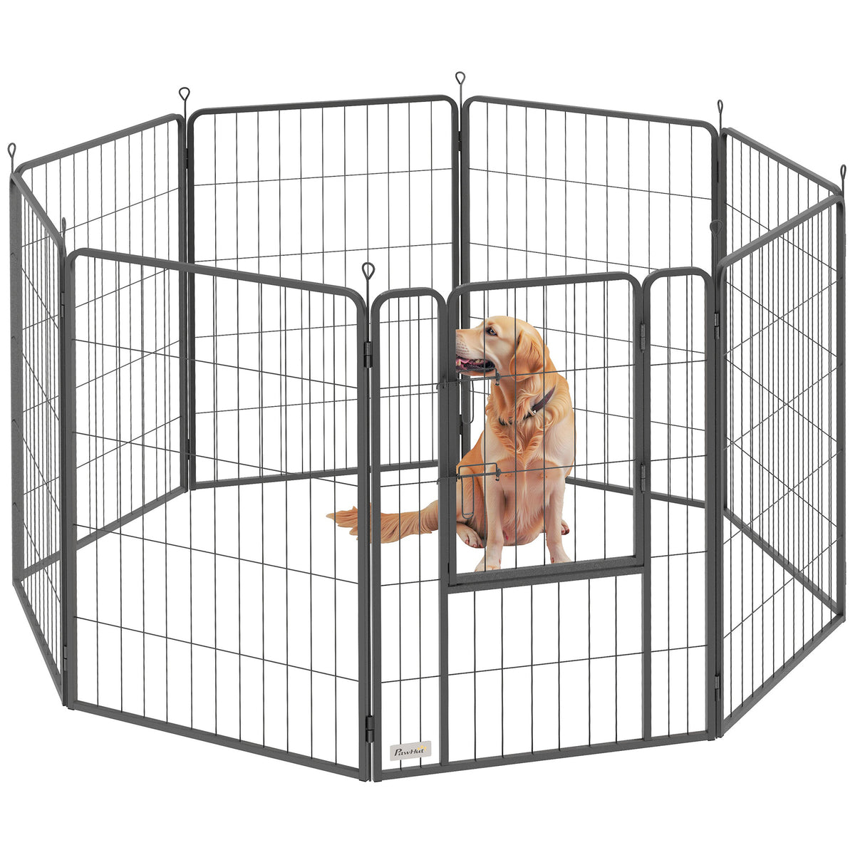 Parque para Cães de 8 Painéis 68x100 cm Parque Dobrável para Cães Médios com Porta Fecho e Estacas para Interior e Exterior Preto — foto 1