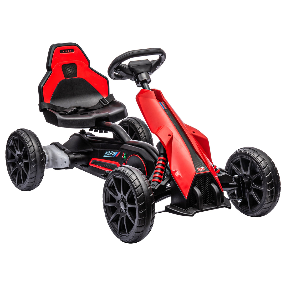 Go Kart Carro Elétrico para Crianças de 3 a 8 Anos Kart a Bateria 12V Velocidade Ajustável 3-5 km/h e Cinto de Segurança Carga 30 kg para Exterior 100x58x58,5 cm Vermelho — foto 1