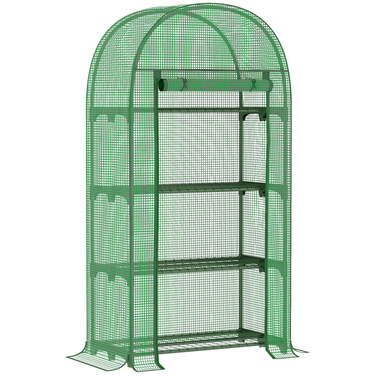 Estufa de Jardim com 4 Prateleiras Metálicas Porta Enrolável e Cobertura de PE Estufa de Varanda para Cultivo de Plantas Flores 80x49x160cm Verde — foto 1