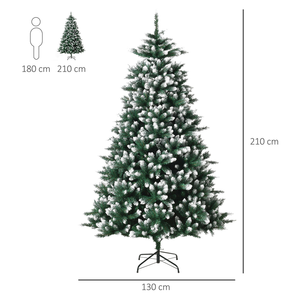 HOMCM Árvore de natal de 210 cm 2012ramos com Suporte Metálico Árvore de Natal de ponta branca artificial Realista para interiores Verde — foto 3