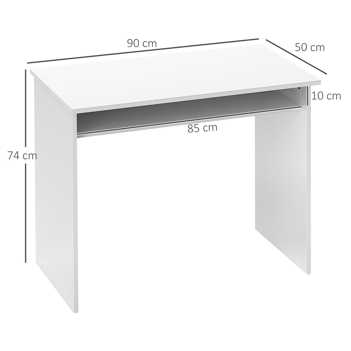 Secretária Compacta com 1 Prateleira 90x50x74 cm Branco — foto 2