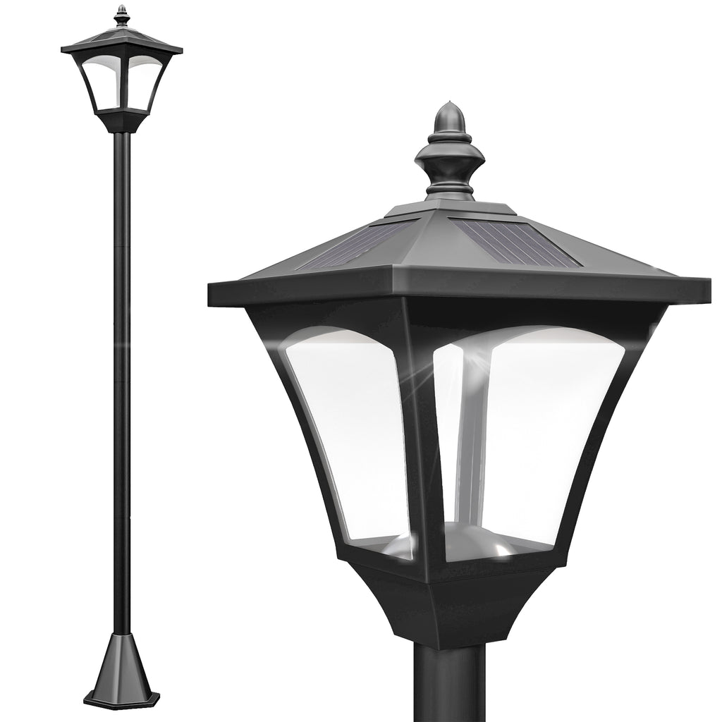 Candeeiro Solar de Jardim com Proteção IP44 Luzes LED para Exterior Pátio Varanda 15x15x120 cm Preto — foto 1