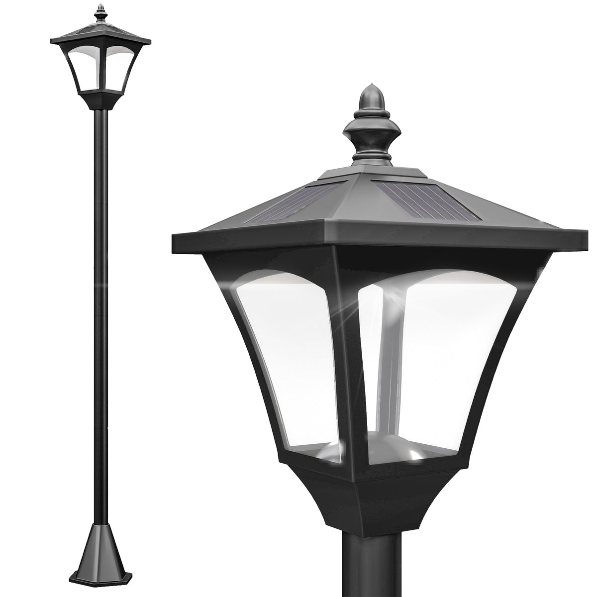 Candeeiro Solar de Jardim com Proteção IP44 Luzes LED para Exterior Pátio Varanda 15x15x120 cm Preto — foto 1
