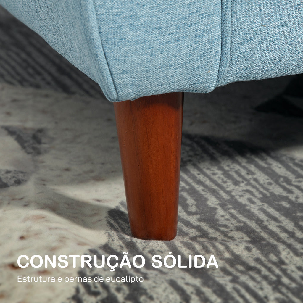 Sofá de 2 Lugares para Sala com Apoio de Braços Almofadas e Assento Acolchoado Capa de Almofada Lavável 140x78x83 cm Azul Claro — foto 6