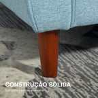 Sofá de 2 Lugares para Sala com Apoio de Braços Almofadas e Assento Acolchoado Capa de Almofada Lavável 140x78x83 cm Azul Claro — foto 6