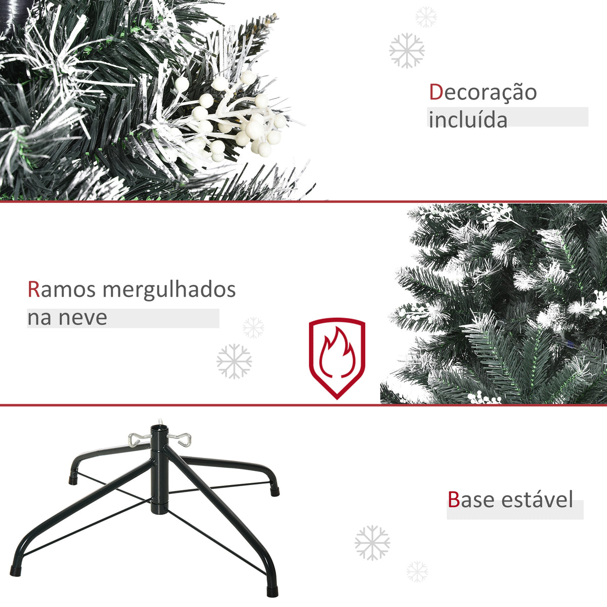 Árvore de Natal 150 cm Árvore de Natal Automática com 378 Ramos 41 Decorações Suporte em Aço Base Dobrável e Removível para Sala Verde — foto 7