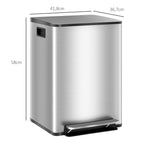 Balde de Lixo de Cozinha com 2 Compartimentos 2x20L Cubo de Lixo de Aço Inoxidável com Pedal Fechamento Suave e Cubo Amovível para Escritório Cozinha Prata — foto 3