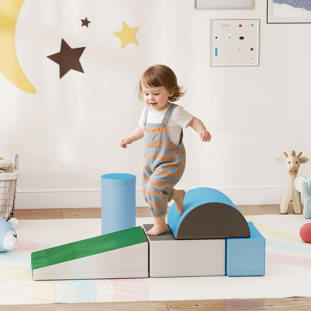 Conjunto de 5 Blocos de Psicomotricidade para Crianças Blocos de Construção Figuras de Construção Brinquedo de Aprendizagem para Escalar Gatear Multicor - Modelo 1 — foto 2