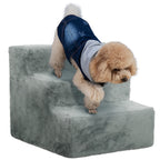 Escada para Animais de Estimação com 3 Degraus 2 em 1 com Capa Removível e Lavável Escada para Cães Gatos 35x46x35 cm Cinza — foto 1