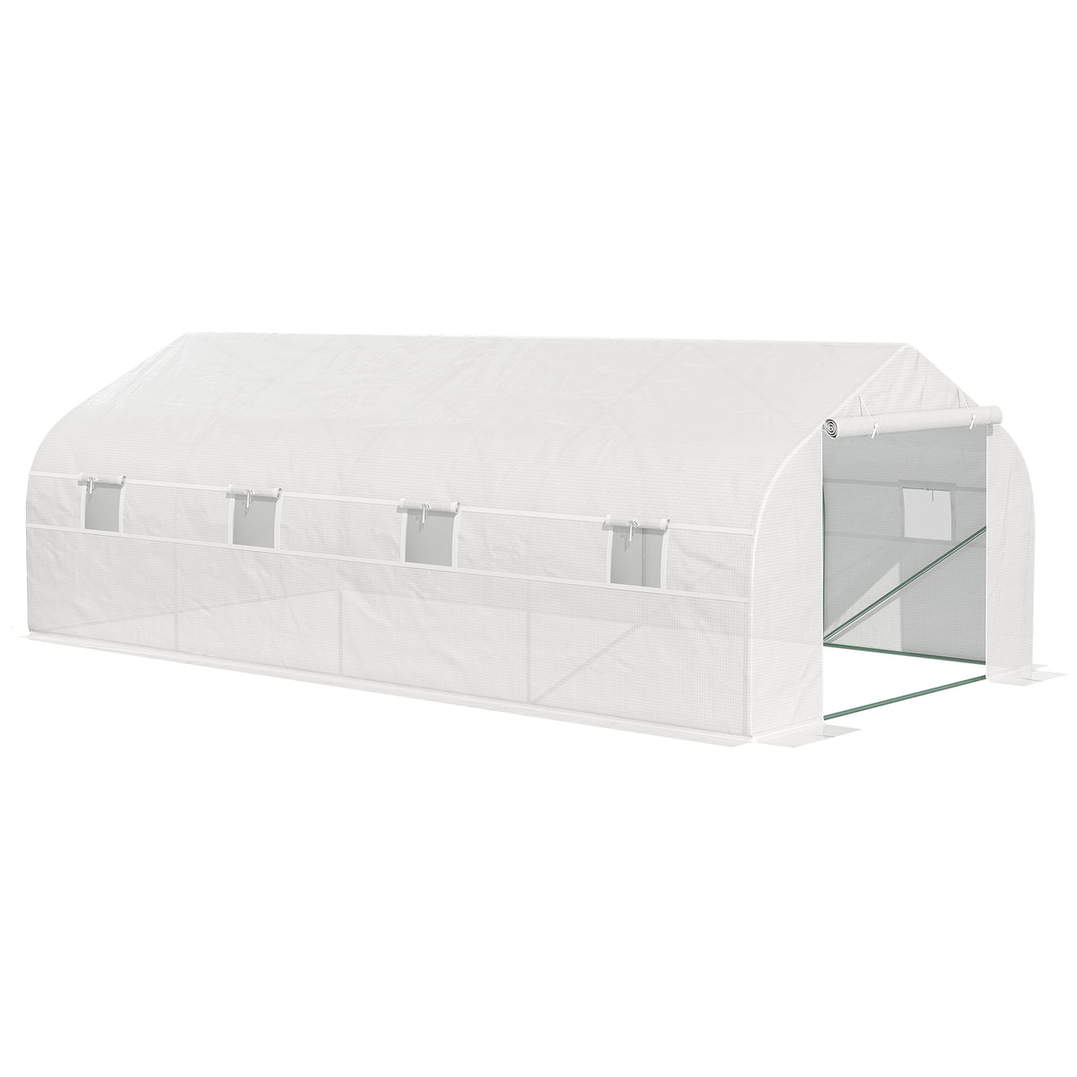 Estufa Tipo Túnel de Jardim 600x300x200cm para Cultivo de Plantas Verduras com 8 Janelas e Porta Enroláveis com Zíper Aço Branco — foto 1