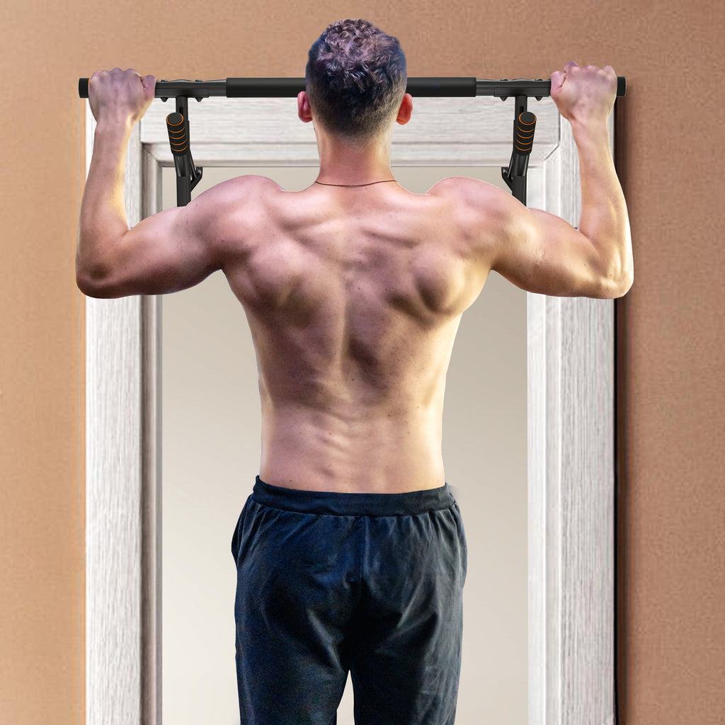 Barra de Elevação Multifuncional Barra de Elevação de Parede com Bandas Elásticas de Resistência Carga 150 kg para Exercício e Treino em Casa Ginásio 100x50x27 cm Preto e Laranja — foto 2