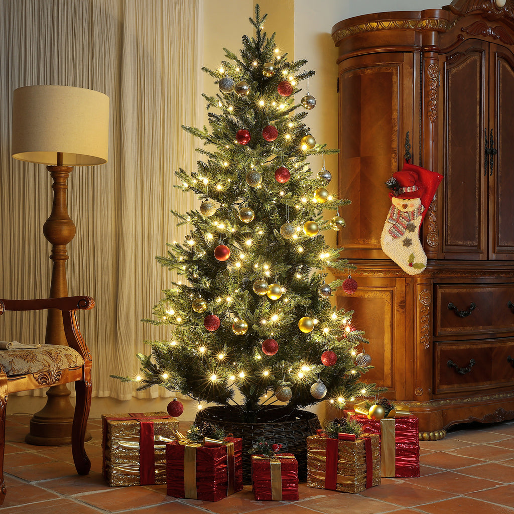 Árvore de Natal 180 cm Árvore de Natal Artificial com 350 Luzes LED 726 Ramos e Suporte de Aço Decoração de Natal para Sala de Estar Interior Ø114x180 cm Verde — foto 2