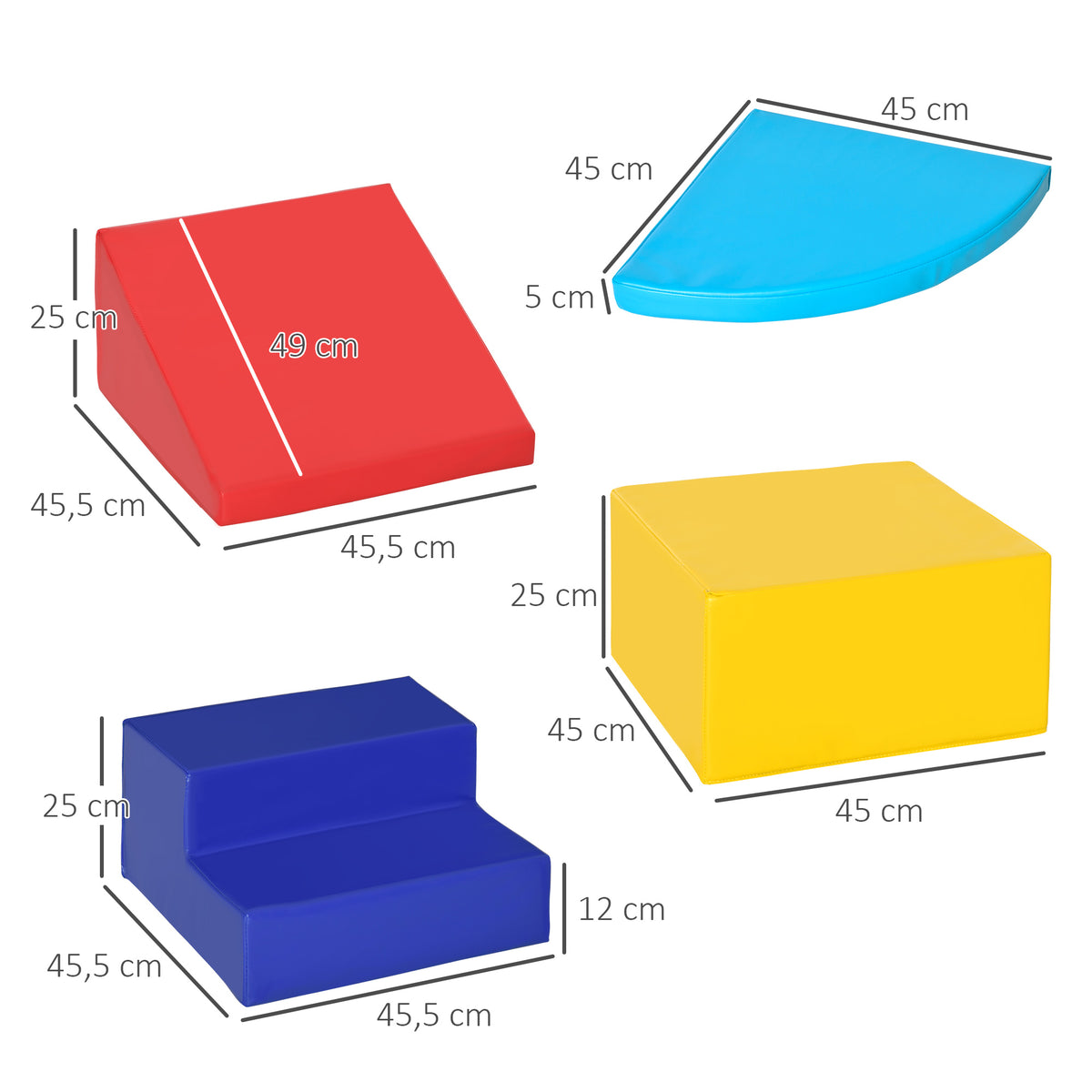 Conjunto de 4 Blocos de Psicomotricidade para Crianças Blocos de Construção Figuras de Construção Brinquedo de Aprendizagem para Escalar e Gatear Multicor — foto 3