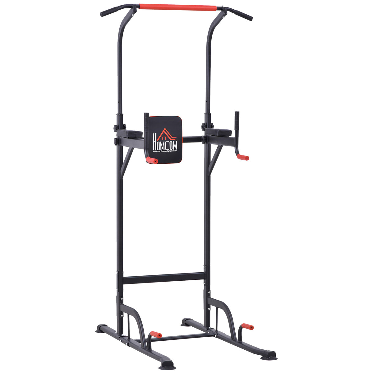 Torre de Exercícios Estação Multifuncional Altura Ajustável com 7 Orifícios para Treinamento Fitness para Casa Academia Escritório Carga Máxima 120kg 123x98x189-239cm Preto e Vermelho — foto 1