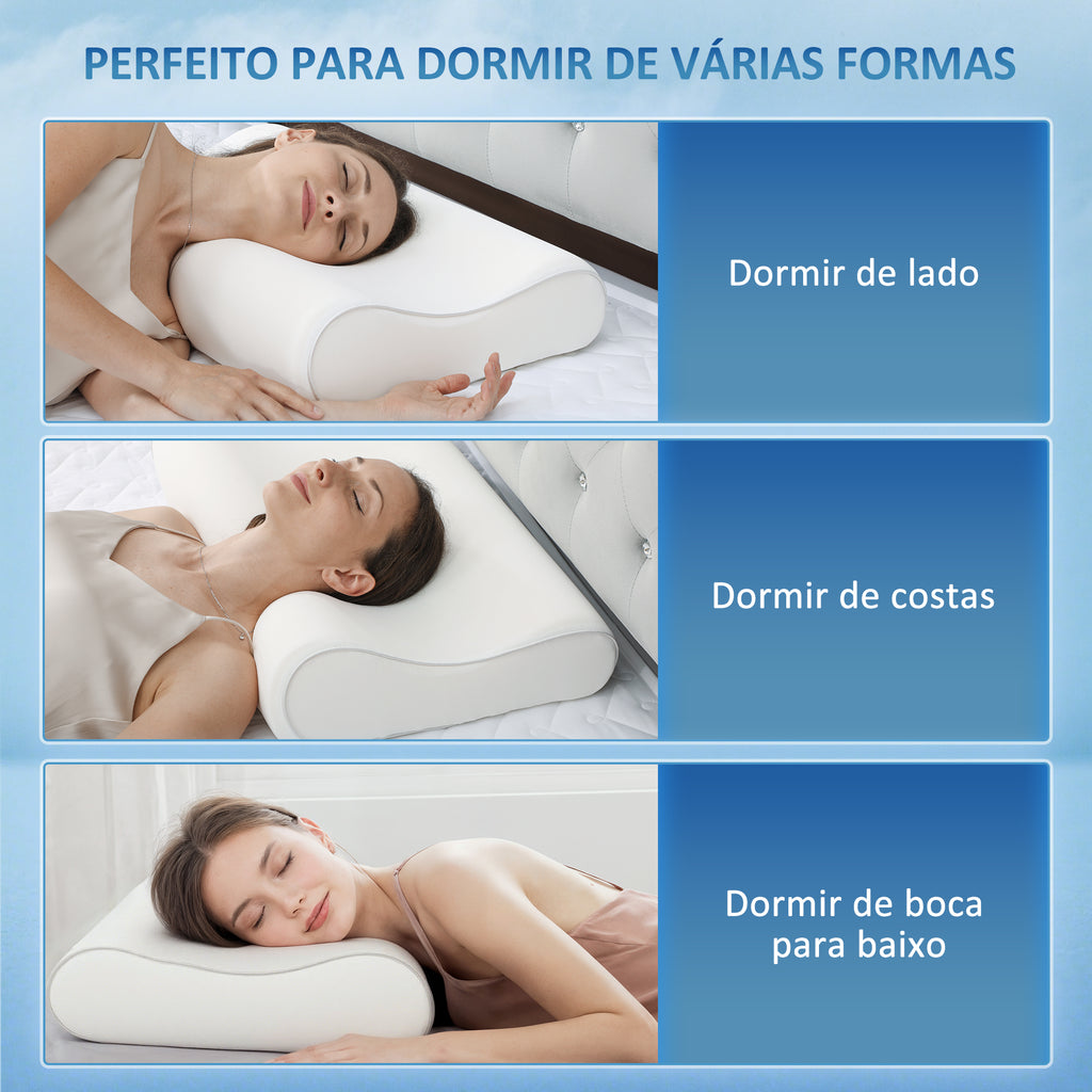 Almofada Cervical e de Pescoço de Espuma Viscoelástica Almofada com Desenho Ergonómico Dupla Altura Capa Removível e Lavável para Suporte de Pescoço Dormir de Lado e de Costas — foto 7
