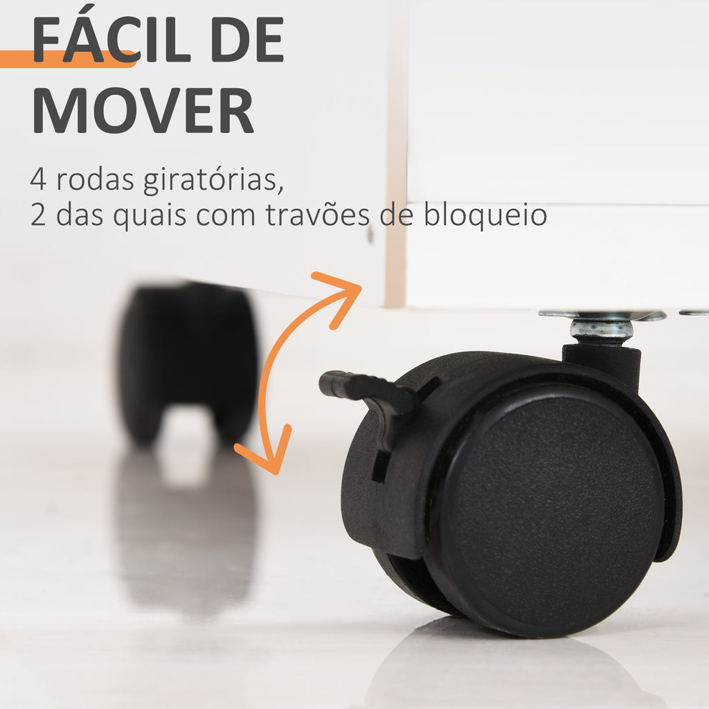 Essenza Bloco de Gavetas de Escritório com 4 Rodas Prateleira Aberta e Armário 40x35x60 cm Branco — foto 6