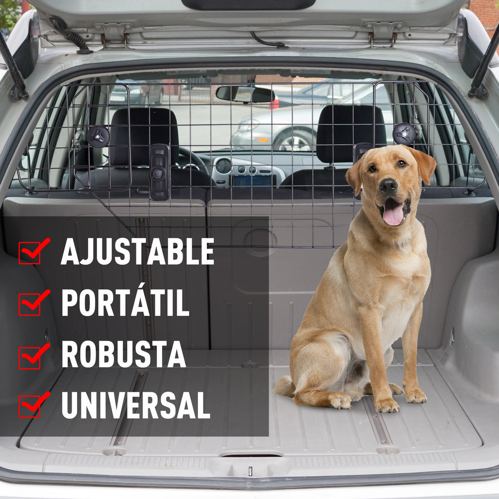 Grade de Segurança de Carro para Cães Universal Grade de Segurança para Cães com Largura Ajustável 89-122x41cm Preto — foto 6