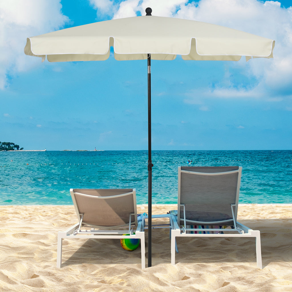 Chapéu de Sol Retangular de Jardim 198x130x240cm Chapéu de Sol de Alumínio com Função de Inclinação para Terraço Pátio Exterior Creme — foto 2