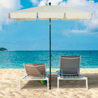Chapéu de Sol Retangular de Jardim 198x130x240cm Chapéu de Sol de Alumínio com Função de Inclinação para Terraço Pátio Exterior Creme — foto 2