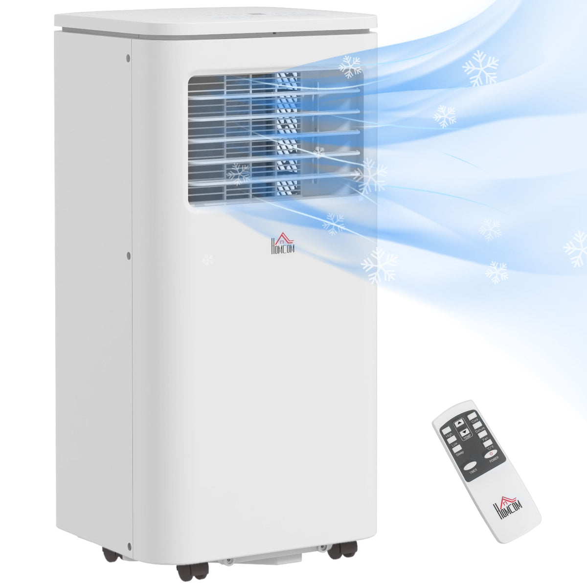 Ar Condicionado Portátil 9000 BTU 960 W com Ecrã LED Controlo Remoto Temporizador para 12-20 m² 30x34x69,4 cm Branco — foto 1