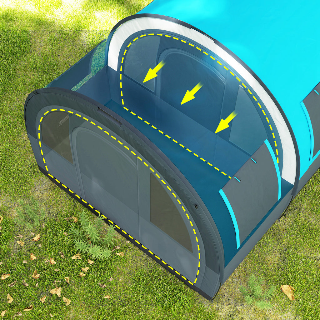 Tenda de Campismo Familiar para 5-6 Pessoas Tenda de Campismo Dobrável com 2 Quartos Portas e Bolsa de Transporte Impermeável 3000 mm para Trekking 480x260x200 cm Cinza — foto 8