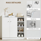 Sapateira Armário Multiuso com 2 Portas Prateleiras Interiores e 4 Prateleiras Exteriores com Altura Ajustável 83x30x90 cm Branco — foto 6