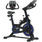 Bicicleta Estática com Resistência Ajustável Bicicleta Estática Fitness com Volante de Inércia 8 kg Ecrã LCD Guiador e Assento Ajustáveis para Casa Ginásio 103x53x110-114 cm Azul — foto 1
