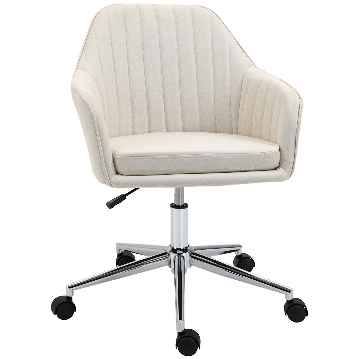 Cadeira de Escritório Cadeira de Secretária com Altura Regulável e Base Giratória para Escritório ou Estudo Suporta até 120 kg 61x59x86-96 cm Bege — foto 1